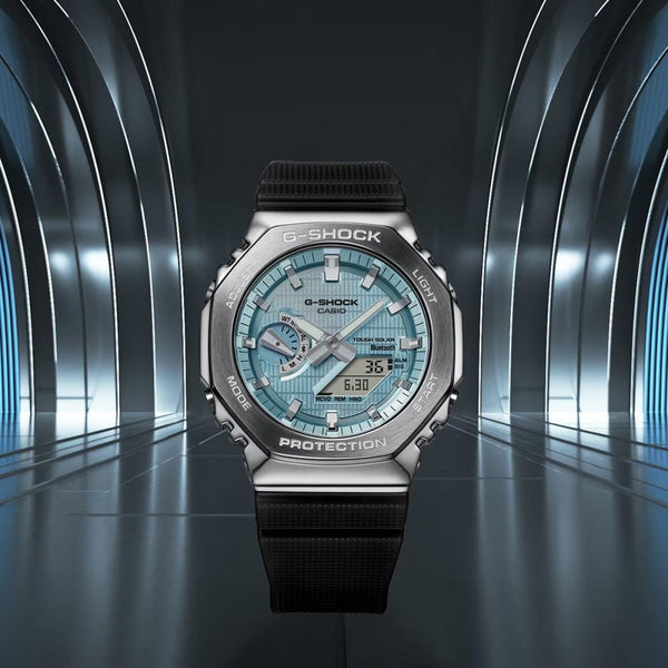 Casio G-Shock Men's Ice Blue Metal Covered Bluetooth® Solar Watch