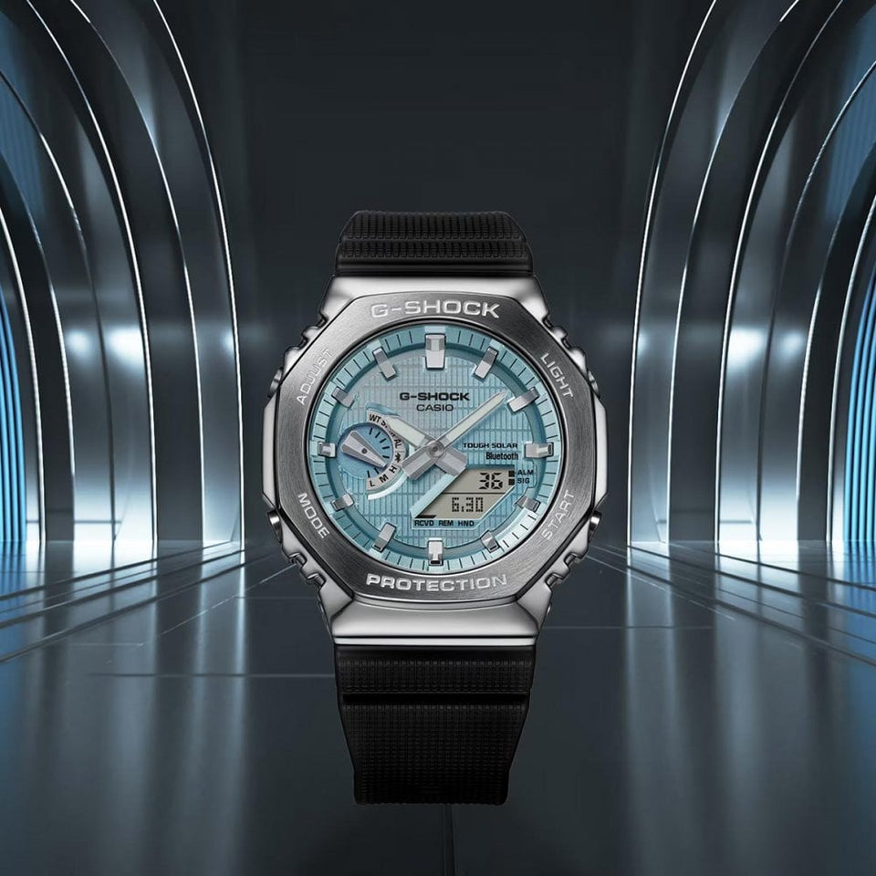 Casio G-Shock Men's Ice Blue Metal Covered Bluetooth® Solar Watch