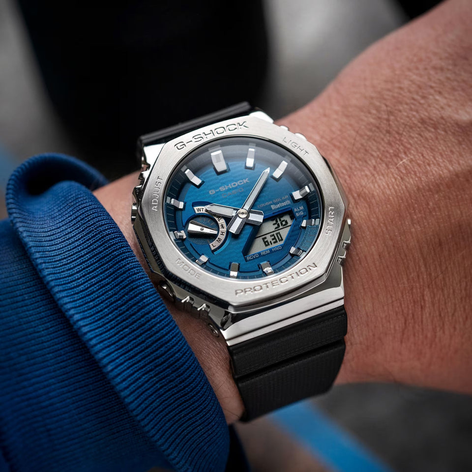 Casio G-Shock Men's Metal Covered 2100 Blue Bluetooth® Solar Watch