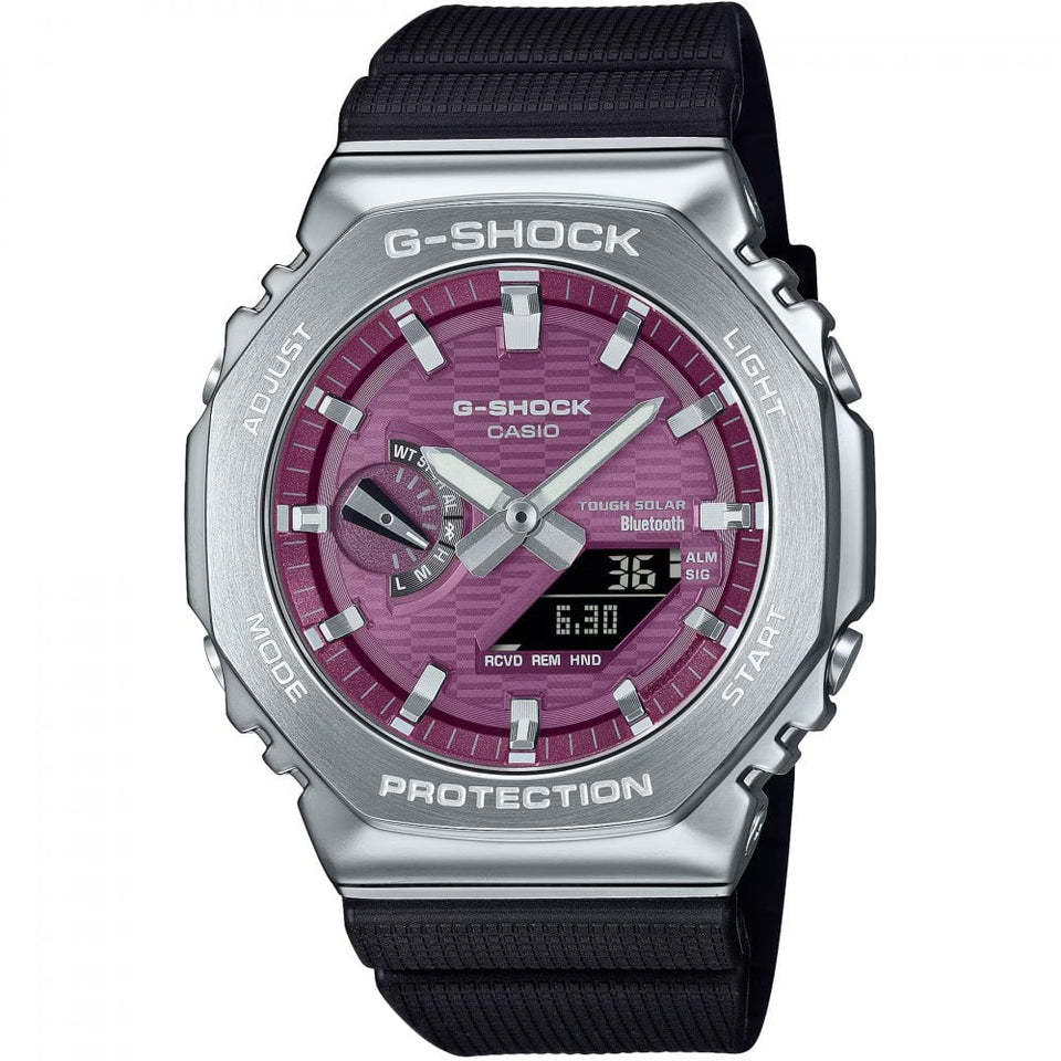 Casio G-Shock Men's Metal Covered 2100 Burgundy Bluetooth® Solar Watch