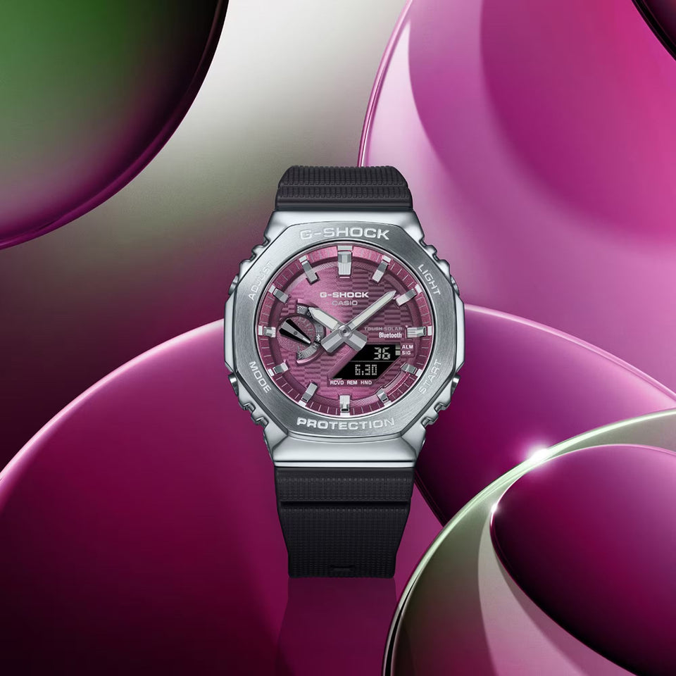 Casio G-Shock Men's Metal Covered 2100 Burgundy Bluetooth® Solar Watch