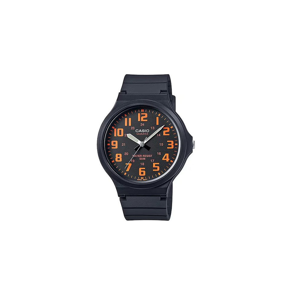 Casio Men's Classic 44mm Easy Read Black and Orange Watch