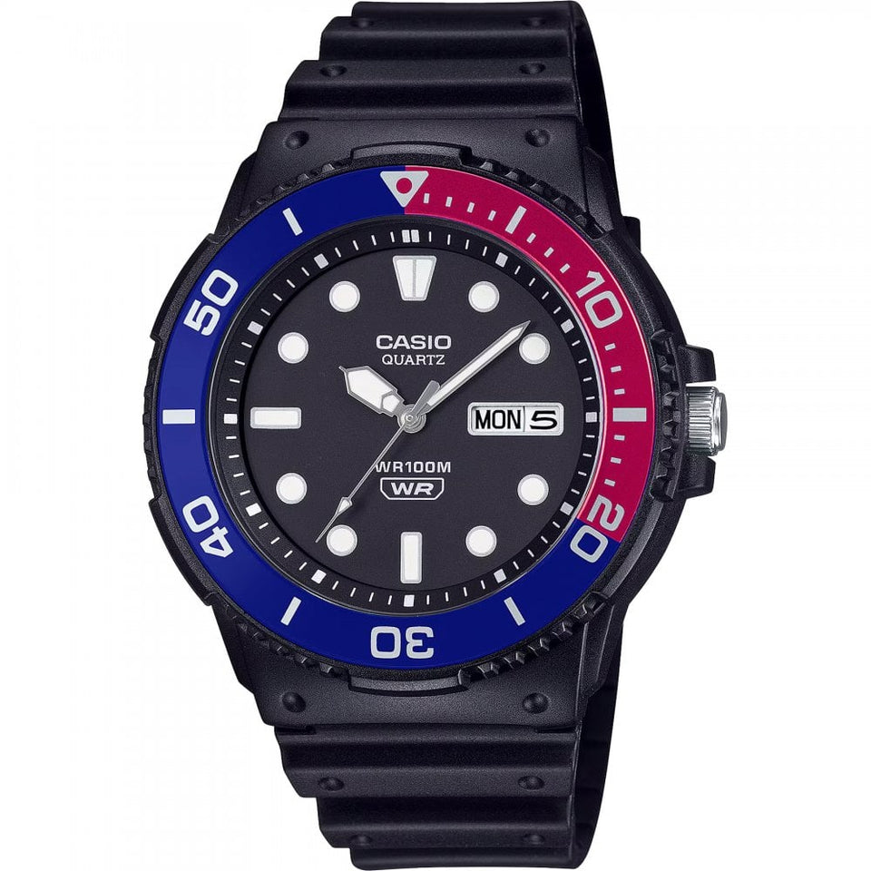 Casio Men's Marine-Inspired Pepsi Bezel Quartz Analog Watch