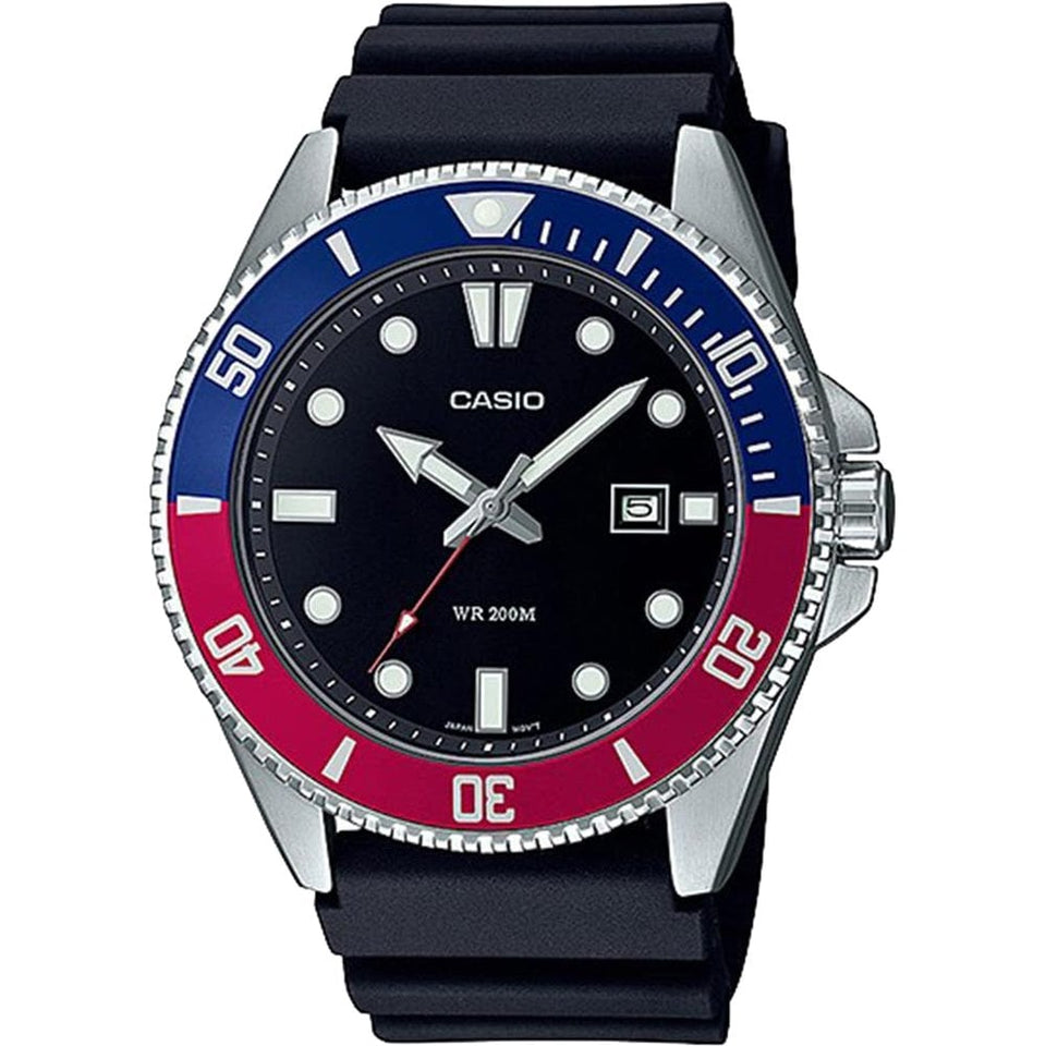 Casio Men's Pepsi Diver 44mm Black Resin Strap Watch