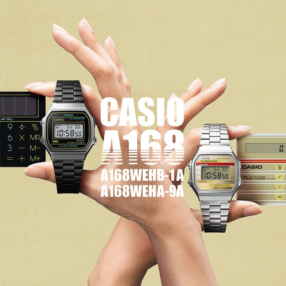 Casio Vintage 80's Touch Retro Black & Gold Digital Watch