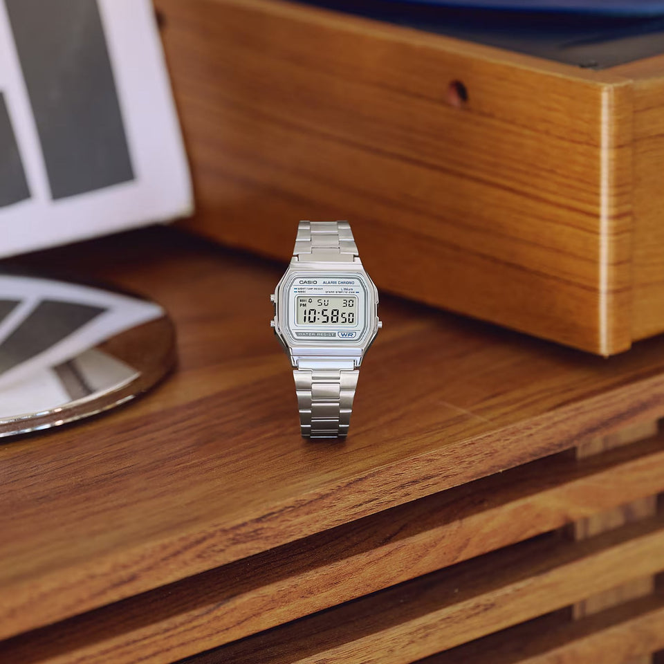 Casio Vintage Iconic Silver Tone 33mm Digital Watch