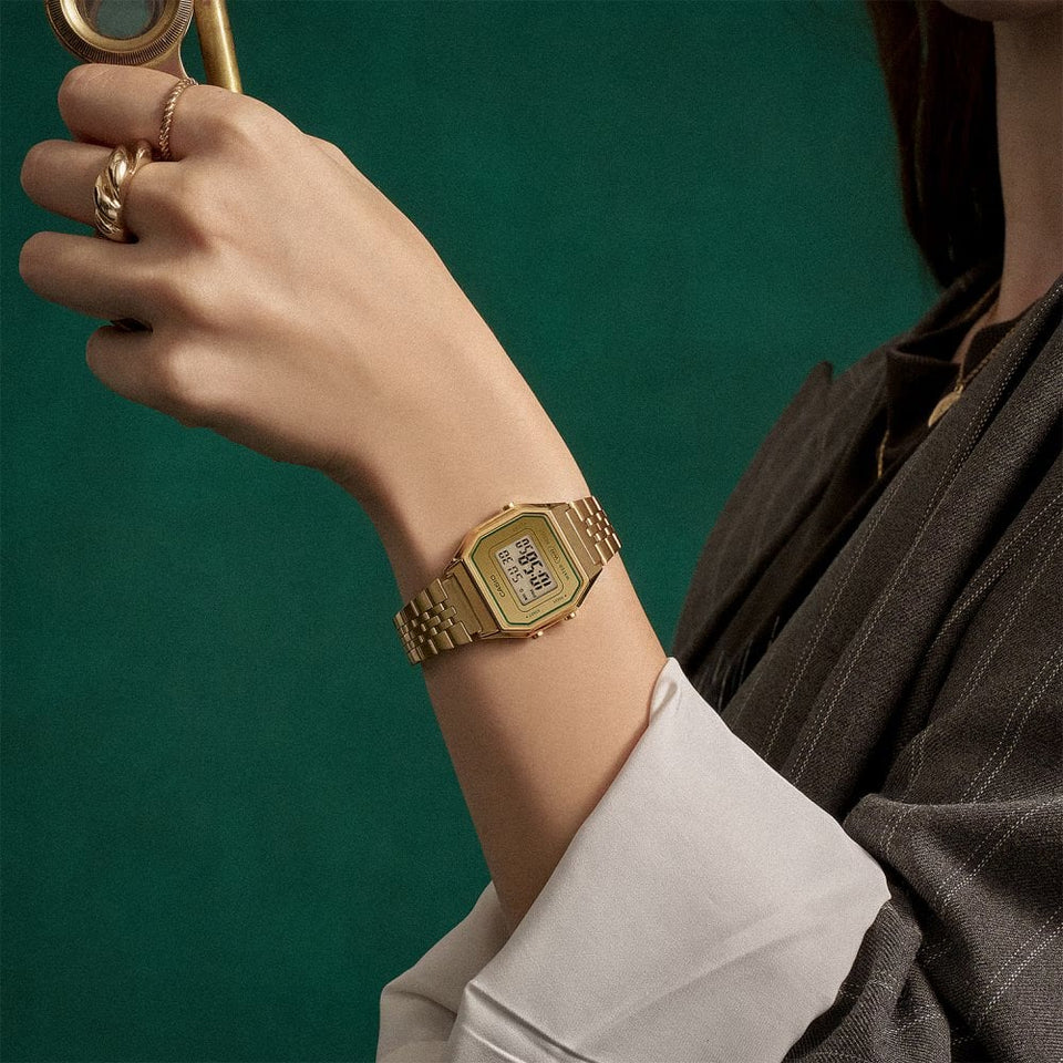 Casio Vintage Ladies 28mm Mini Digital Gold Plated Watch