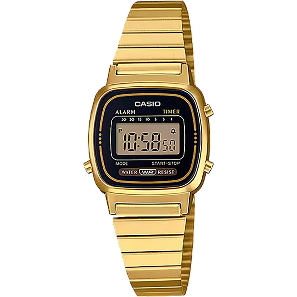 Casio Vintage Ladies Retro Digital Gold Plated Bracelet Watch