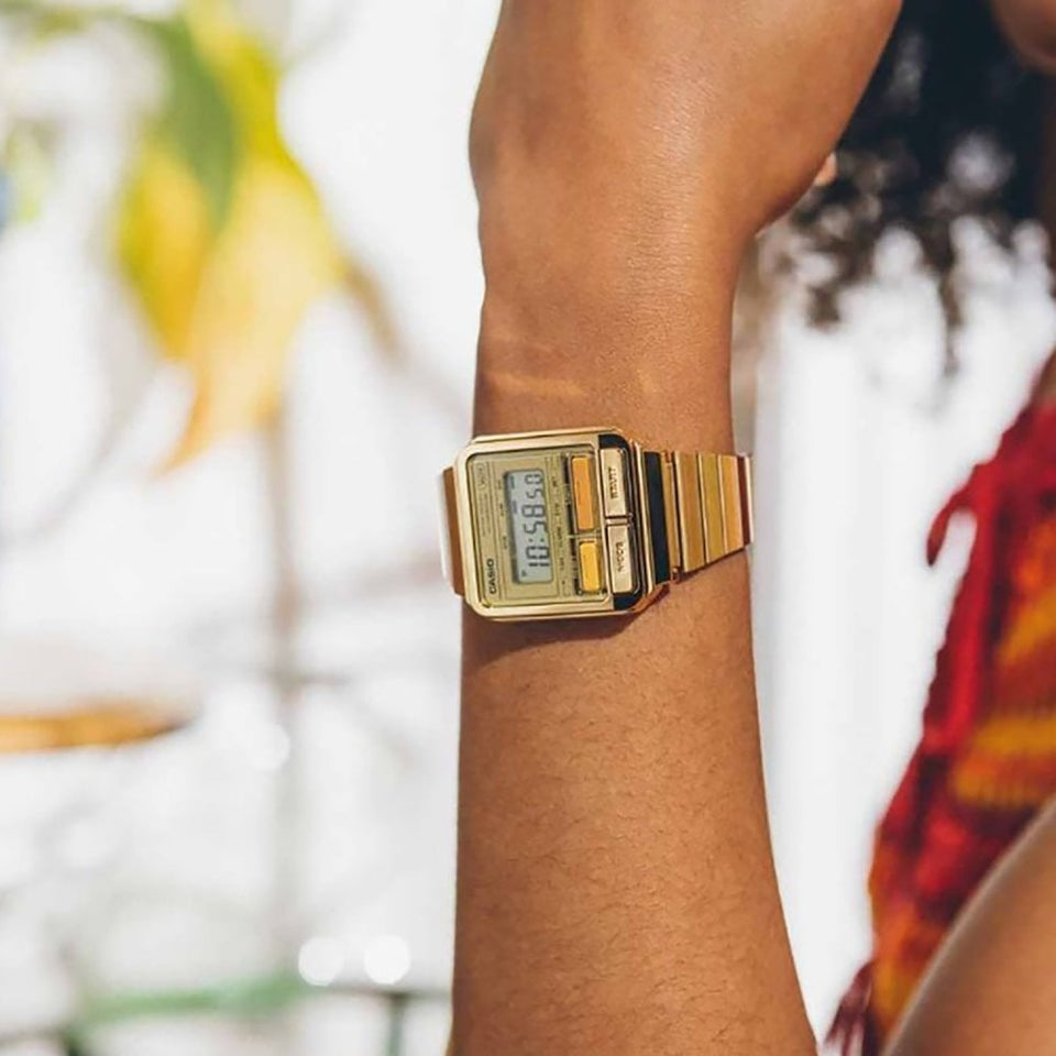 Casio Vintage Retro-Inspired Gold Tone Digital Watch