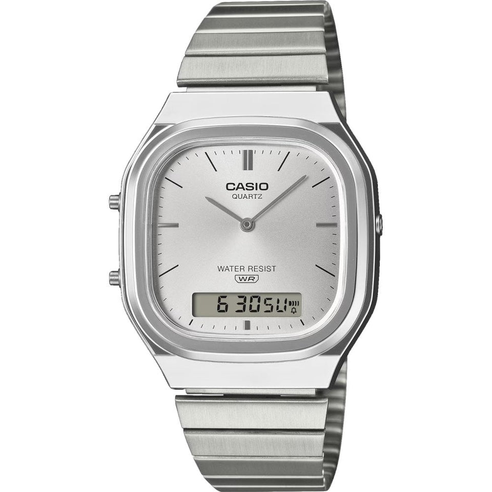 Casio Vintage Silver Dial Analogue-Digital Watch