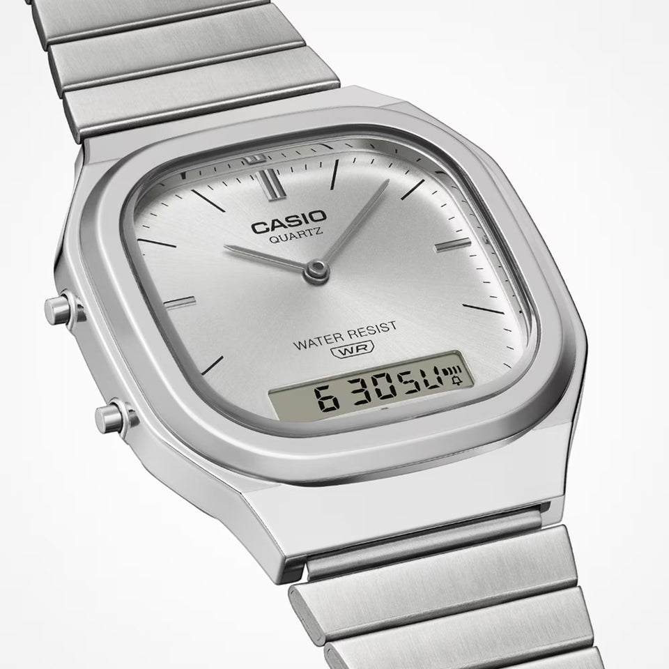 Casio Vintage Silver Dial Analogue-Digital Watch