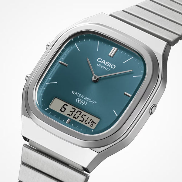 Casio Vintage Turquoise Dial Analogue-Digital Watch