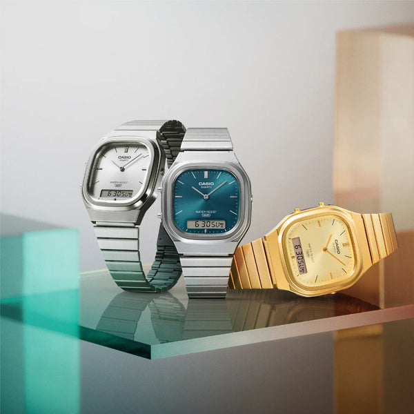 Casio Vintage Turquoise Dial Analogue-Digital Watch
