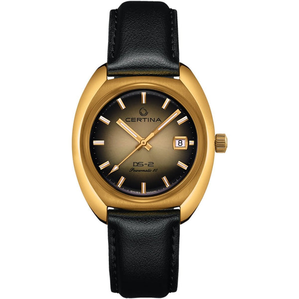 Certina DS-2 | Powermatic | Gold Dial | Black Leather Strap