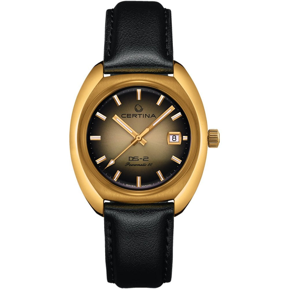 Certina DS-2 | Powermatic | Gold Dial | Black Leather Strap