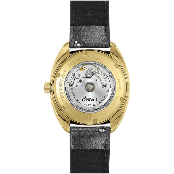 Certina DS-2 | Powermatic | Gold Dial | Black Leather Strap