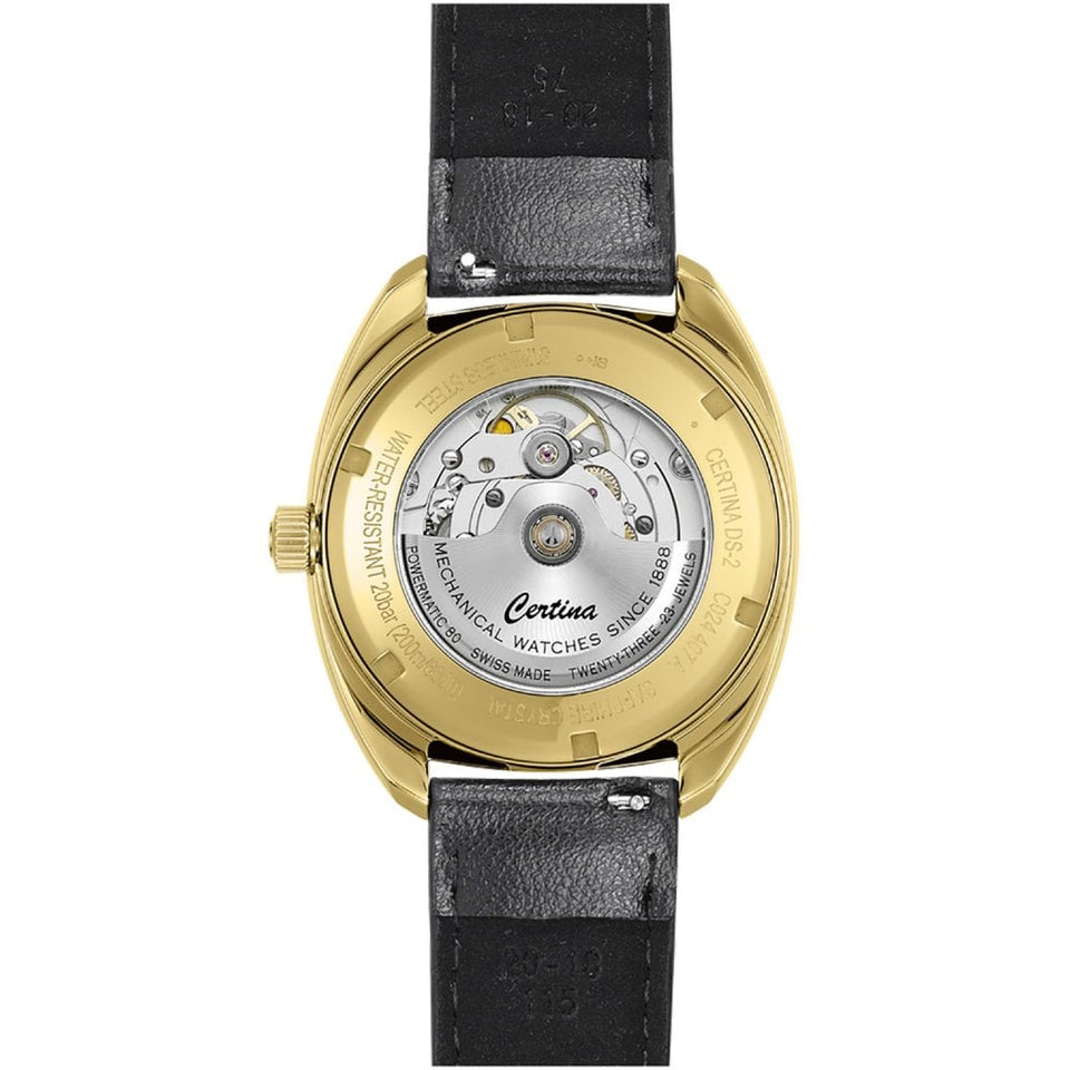Certina DS-2 | Powermatic | Gold Dial | Black Leather Strap
