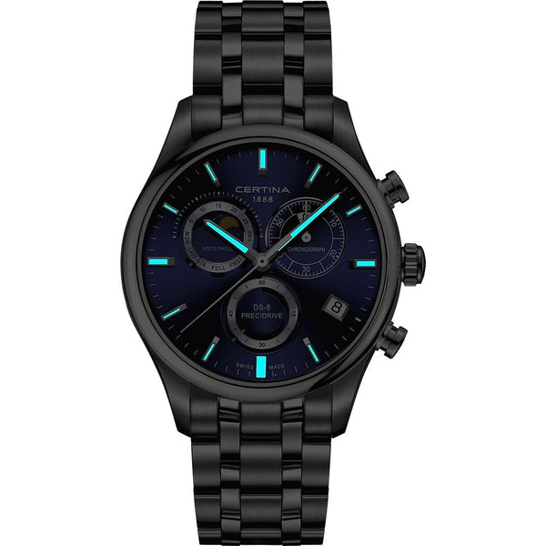 Certina DS-8 Chronograph Moon Phase Quartz Bracelet Watch | Blue Dial
