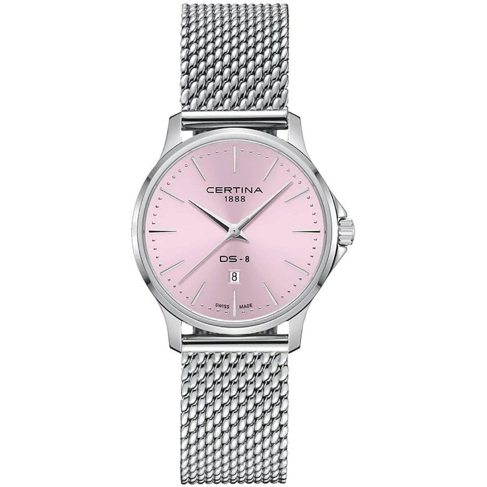 Certina DS-8 Lady 31mm Pink Dial Mesh Bracelet Watch