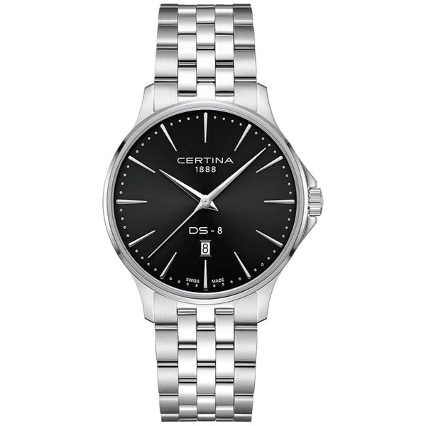 Certina DS-8 Quartz Gents 40mm Black Dial Steel Watch
