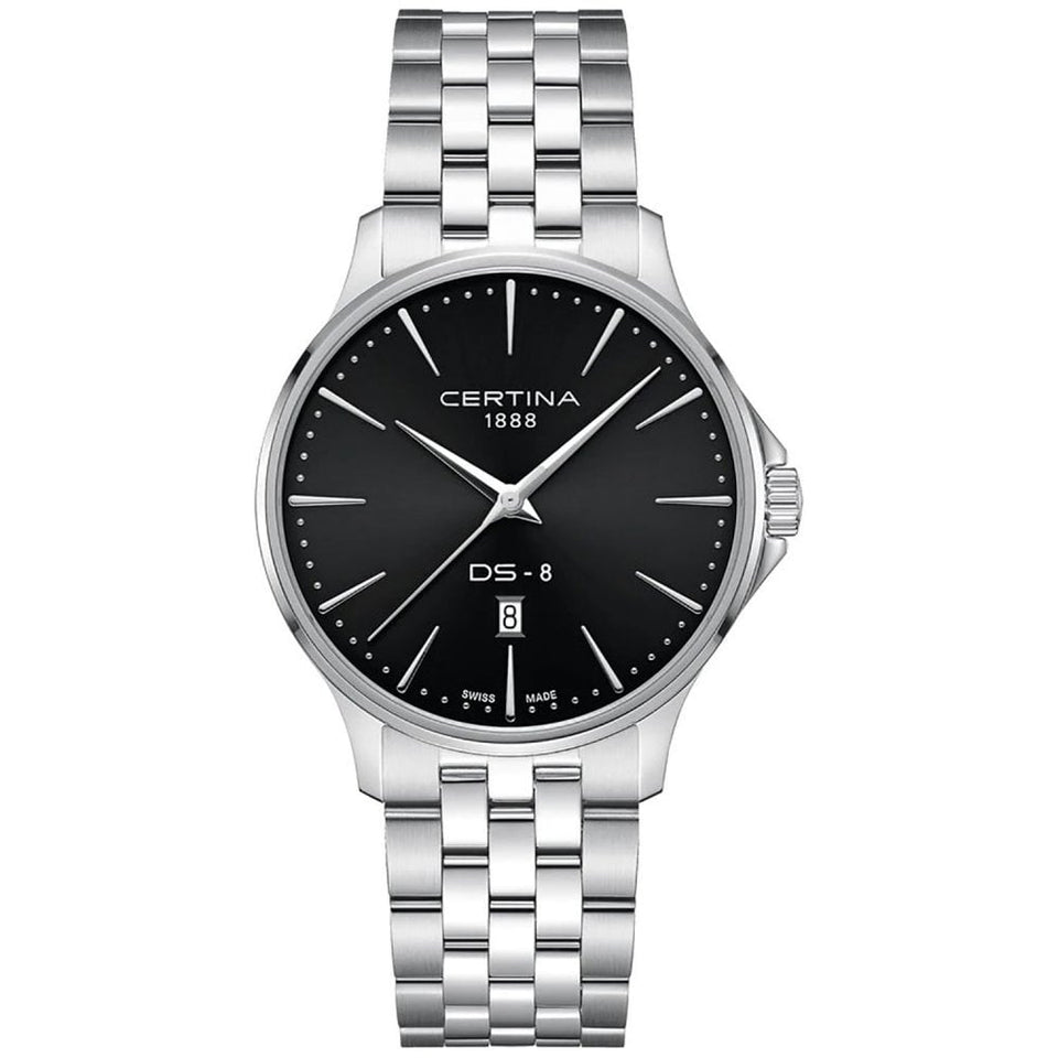 Certina DS-8 Quartz Gents 40mm Black Dial Steel Watch