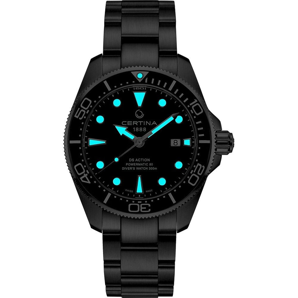 Certina DS ACTION Diver 43mm Men's Powermatic 80 Watch | Black
