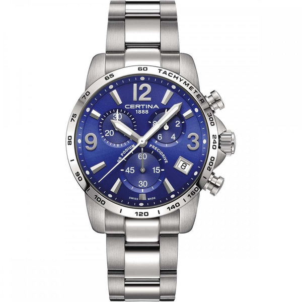 Certina DS PODIUM Chronograph 1-10 Sec 41mm Bracelet Watch | Blue Dial