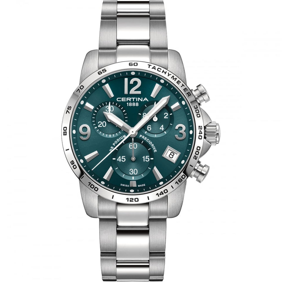 Certina DS PODIUM Chronograph 1-10 Sec 41mm Bracelet Watch | Green Dial