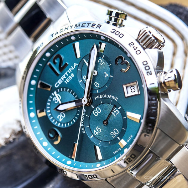 Certina DS PODIUM Chronograph 1-10 Sec 41mm Bracelet Watch | Green Dial