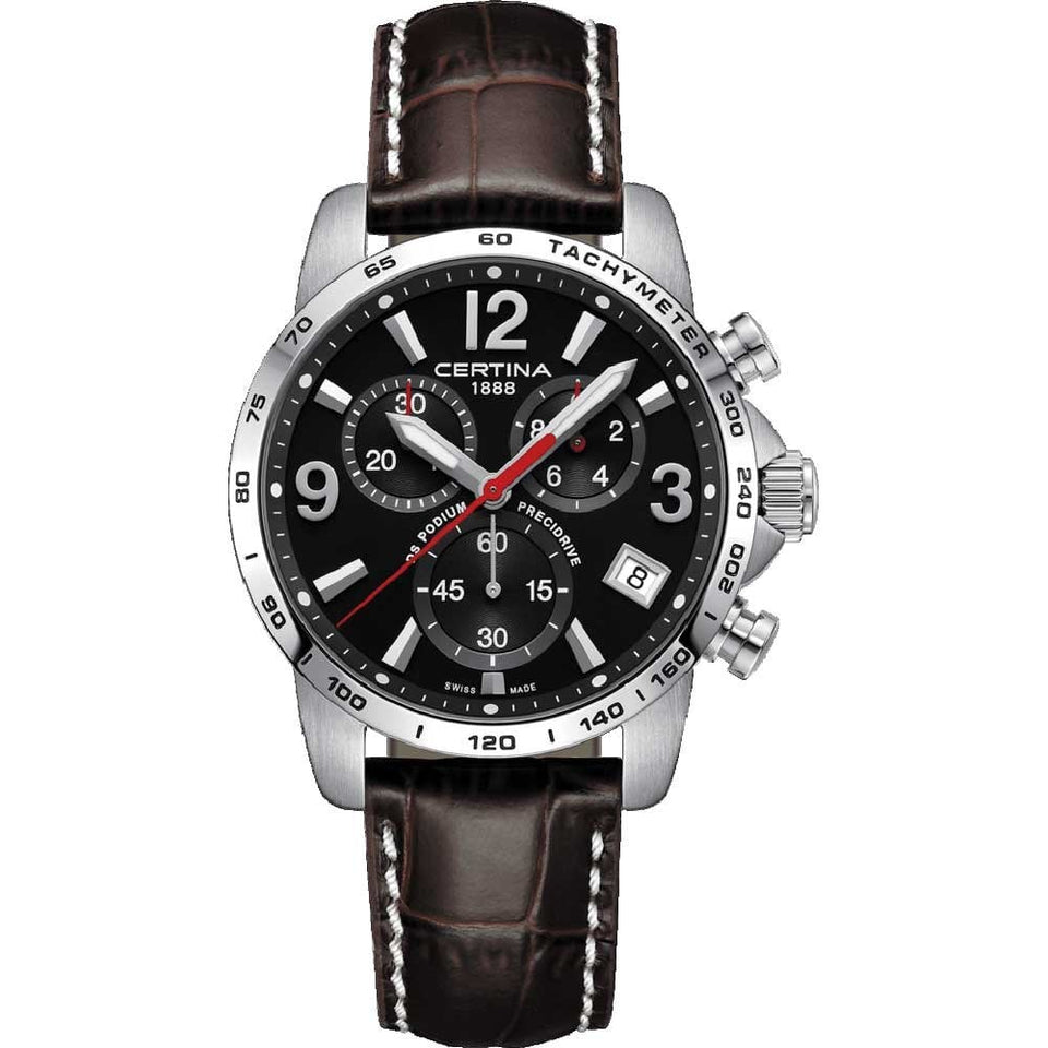 Certina DS PODIUM Chronograph 1-10 Sec 41mm Brown Leather Watch
