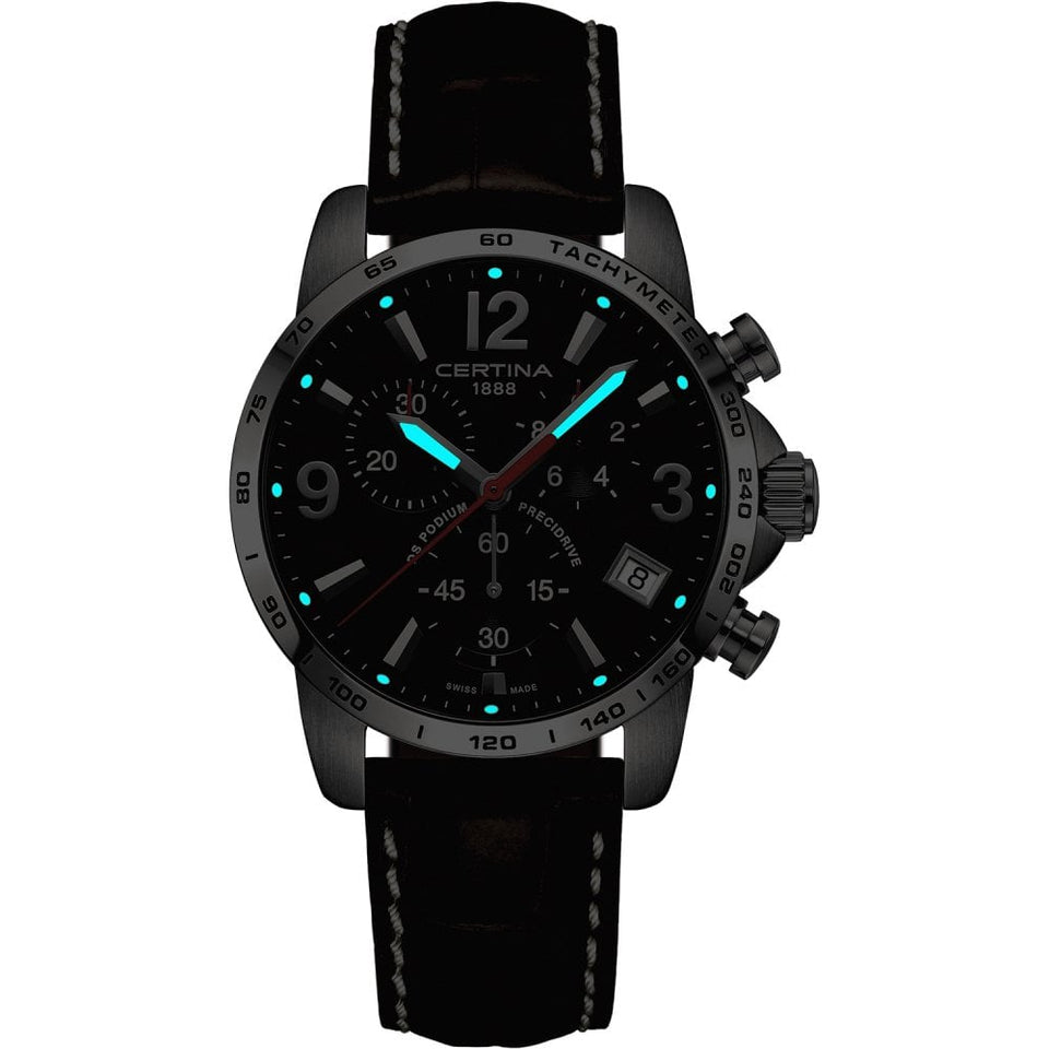 Certina DS PODIUM Chronograph 1-10 Sec 41mm Brown Leather Watch
