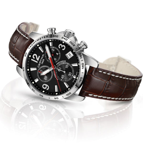 Certina DS PODIUM Chronograph 1-10 Sec 41mm Brown Leather Watch