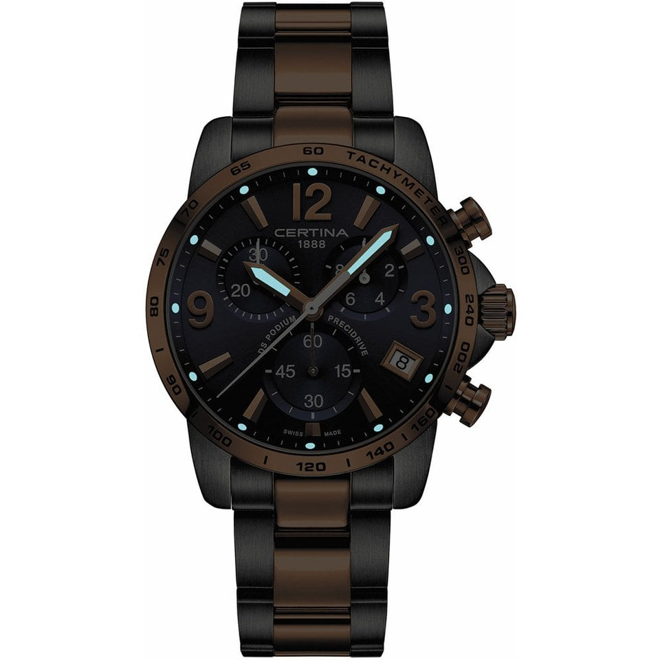 Certina DS PODIUM Chronograph 1-10 Sec 41mm Two-Tone Watch | Blue Dial