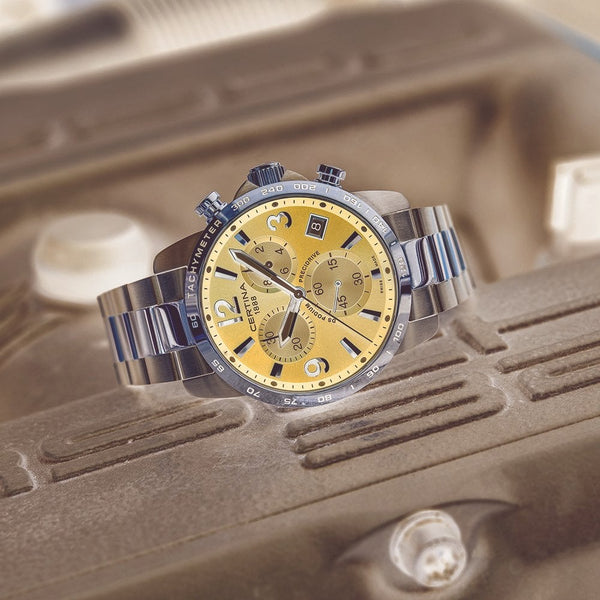 Certina DS PODIUM Chronograph 1-10 Sec 41mm Two-Tone Watch | Blue Dial