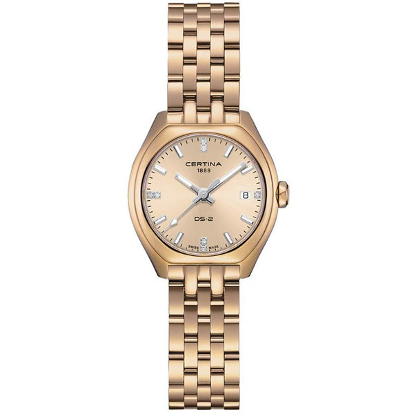 Certina Ladies DS-2 PVD Rose Gold Plated Diamond Set Quartz Watch