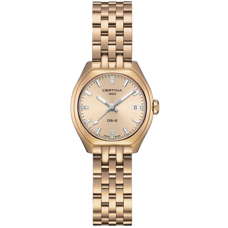 Certina Ladies DS-2 PVD Rose Gold Plated Diamond Set Quartz Watch