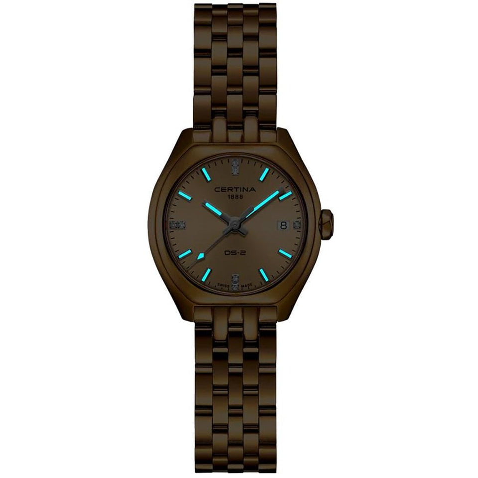 Certina Ladies DS-2 PVD Rose Gold Plated Diamond Set Quartz Watch