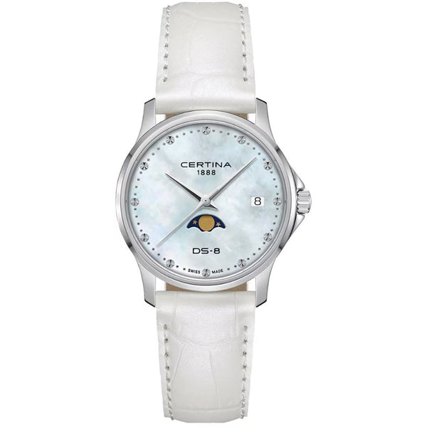 Certina Ladies DS-8 White Leather Moonphase Lady Watch