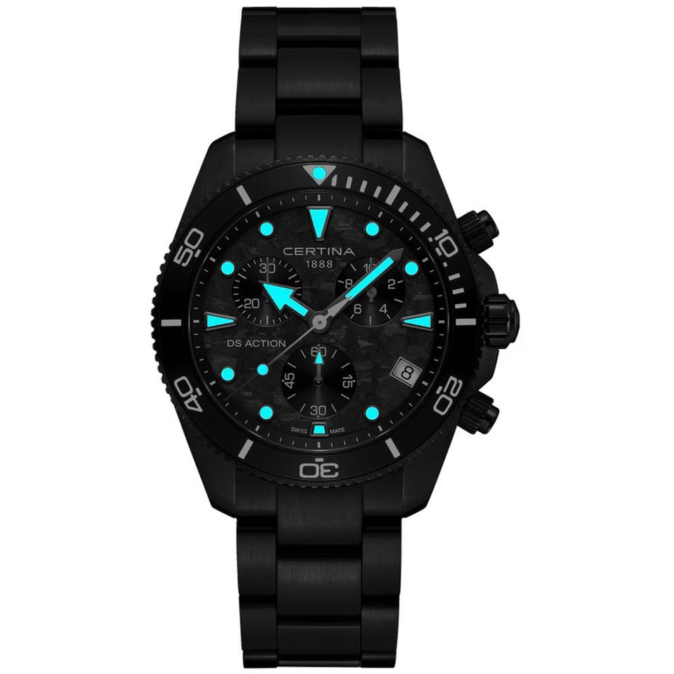 Certina Men's DS Action Chronograph Black Carbon Watch