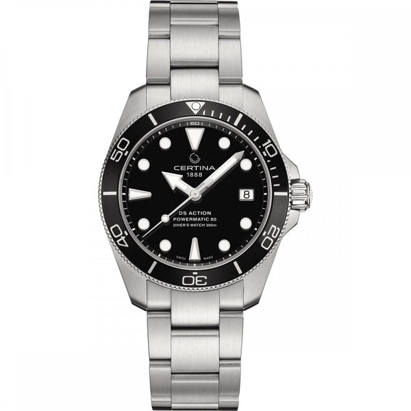Certina Men's DS ACTION Diver 38mm Automatic Watch | Black