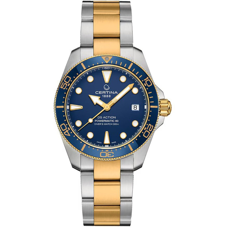 Certina Men's DS Action Diver 38mm Blue Ceramic Bezel Powermatic 80 Watch