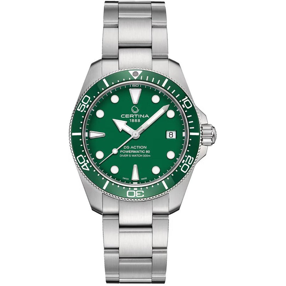 Certina Men's DS Action Diver 38mm Powermatic 80 Green Dial Watch