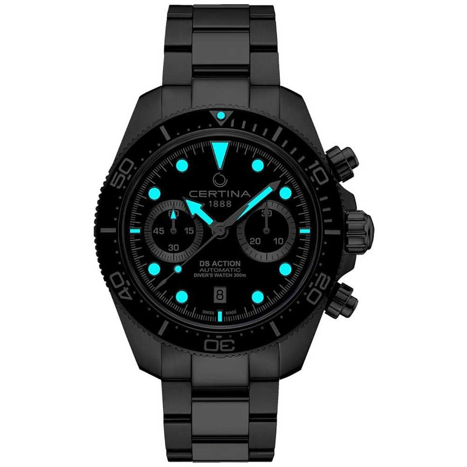 Certina Men's DS Action Diver Chrono Black 44mm Watch