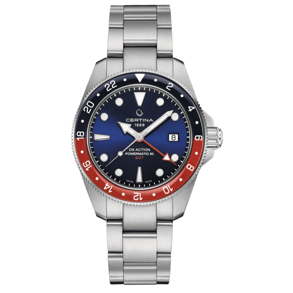 Certina Men's DS ACTION GMT Powermatic 80 Blue Dial Watch