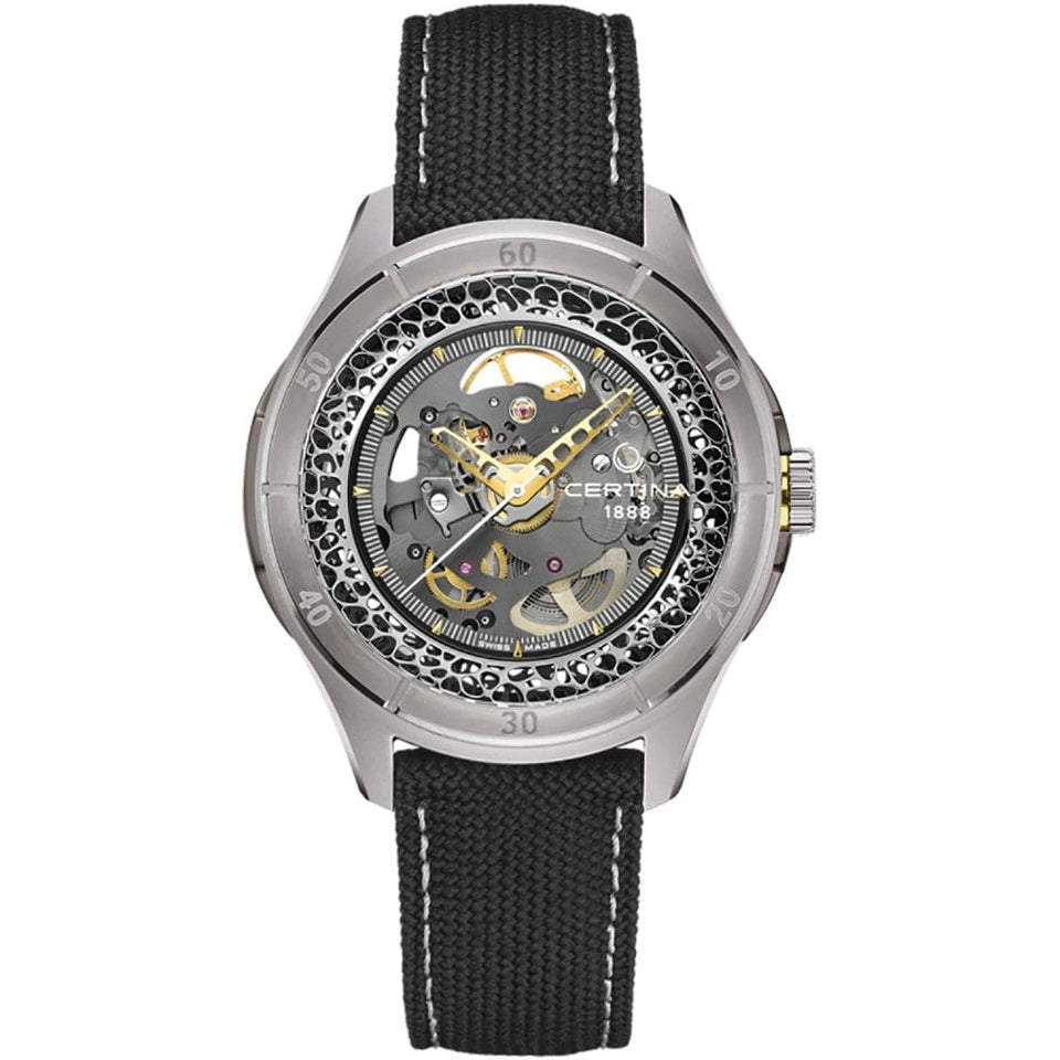 Certina Men's DS SKELETON Automatic Grey Leather Watch