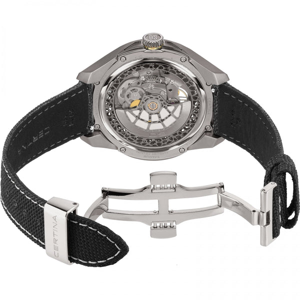Certina Men's DS SKELETON Automatic Grey Leather Watch