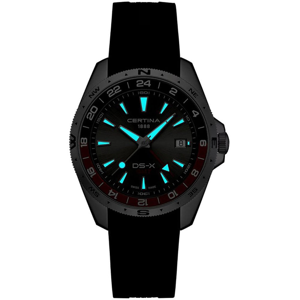 Certina Men's DS-X GMT Black Strap Quartz Watch