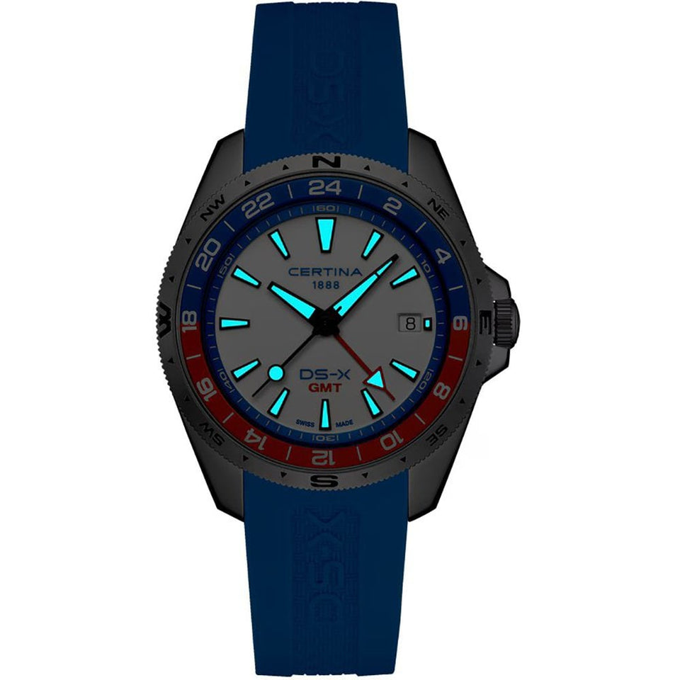 Certina Men's DS-X GMT Blue Strap Quartz Watch