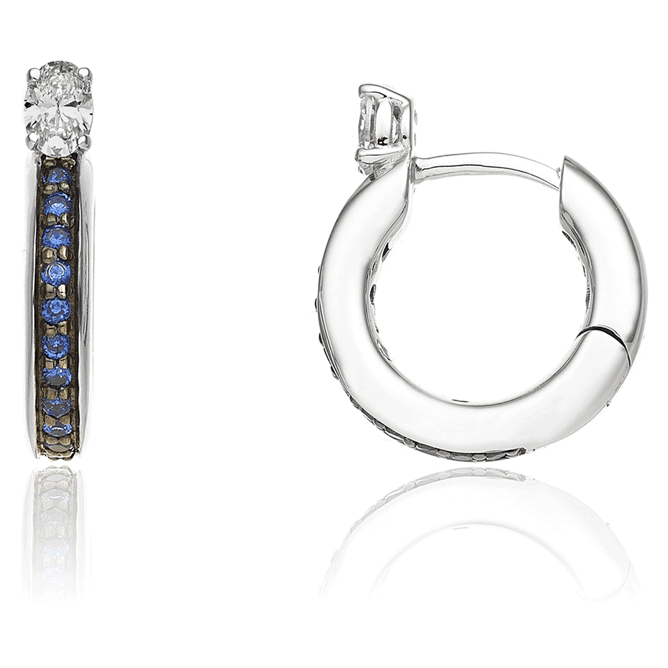 Chimento Forever Stack Me White Gold Sapphire Mini Hoop Earrings