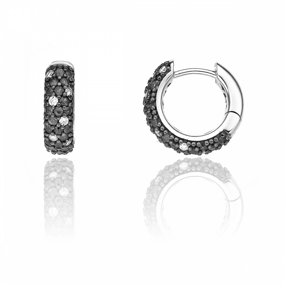 Chimento Forever Star Black Diamond Hoop Earrings